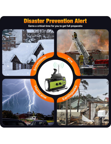 Radio de Emergencia Puiuisoul 4000mAh Solar y Manivela