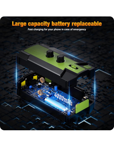 Radio de Emergencia Puiuisoul 4000mAh Solar y Manivela