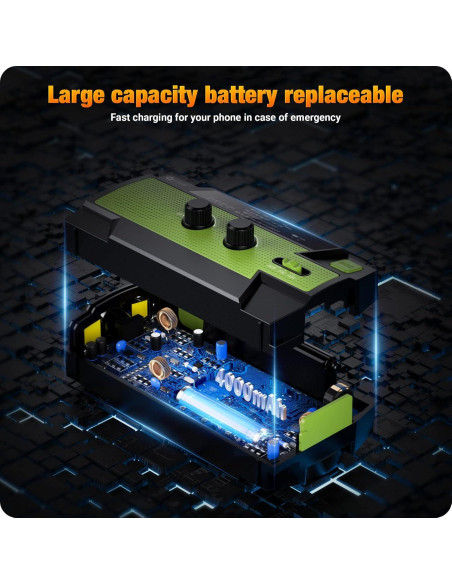 Radio de Emergencia Puiuisoul 4000mAh Solar y Manivela