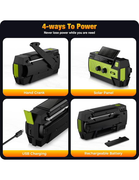 Radio de Emergencia Puiuisoul 4000mAh Solar y Manivela