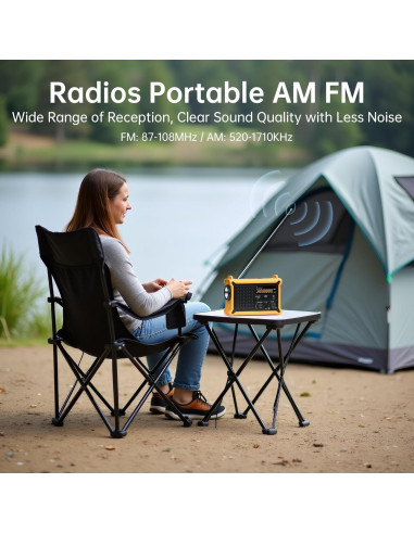 Radio Meteorológica Portátil NOAA AM FM Mesqool 12000mAh Solar