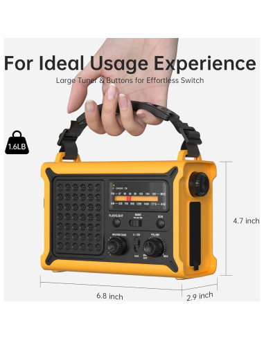 Radio Meteorológica Portátil NOAA AM FM Mesqool 12000mAh Solar