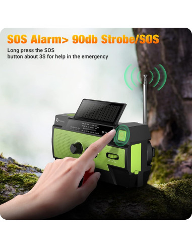 Radio de Emergencia Puiuisoul 4000mAh Solar y Manivela