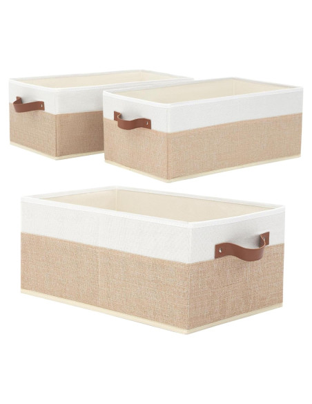 Cajas Organizadoras de Closet 3 Pack Beige 48x28x20 cm