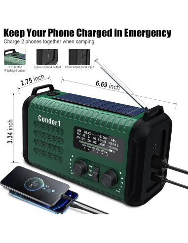 Radio Meteorológica de Emergencia Geartist Condor 1 20000mAh