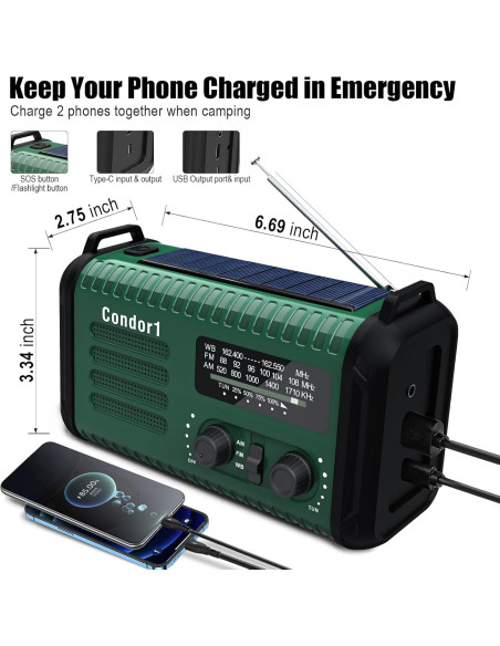 Radio Meteorológica de Emergencia Geartist Condor 1 20000mAh
