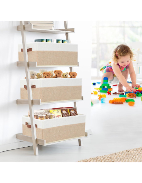 Cajas Organizadoras de Closet 3 Pack Beige 48x28x20 cm