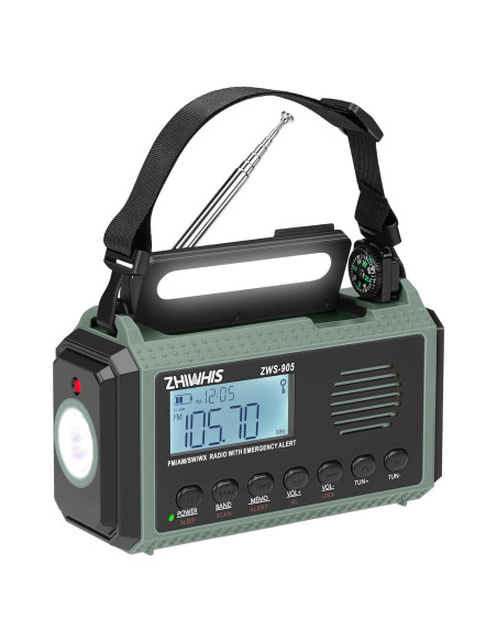 Radio de Emergencia ZHIWHIS ZWS-905 con Alerta NOAA y 10000mAh
