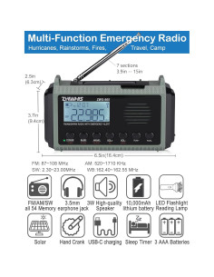 Radio de Emergencia ZHIWHIS ZWS-905 con Alerta NOAA y 10000mAh 2