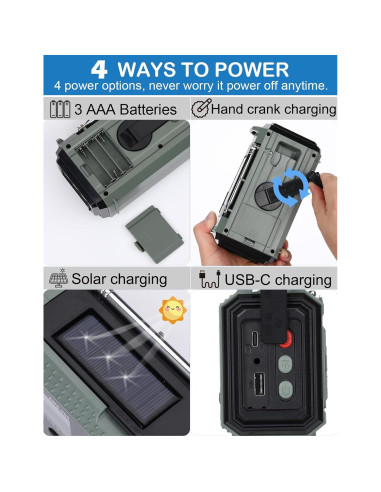 Radio de Emergencia ZHIWHIS ZWS-905 con Alerta NOAA y 10000mAh