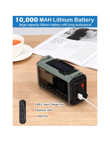 Radio de Emergencia ZHIWHIS ZWS-905 con Alerta NOAA y 10000mAh