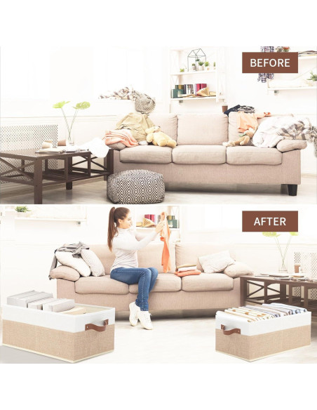 Cajas Organizadoras de Closet 3 Pack Beige 48x28x20 cm