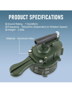 Sirena Manual Portátil DICMIC Verde 110dB 1.2kg 2