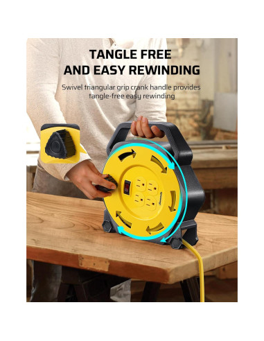 Carrete de Cable de Extensión DEWENWILS 7.62m 4 Salidas 13A