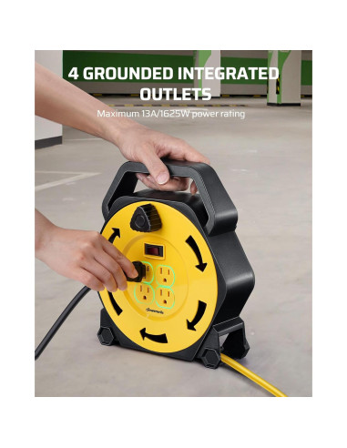 Carrete de Cable de Extensión DEWENWILS 7.62m 4 Salidas 13A