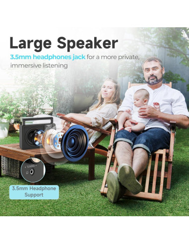 Radio Portátil AM FM PRUNUS J-03 con Baterías AA y Conexión AC