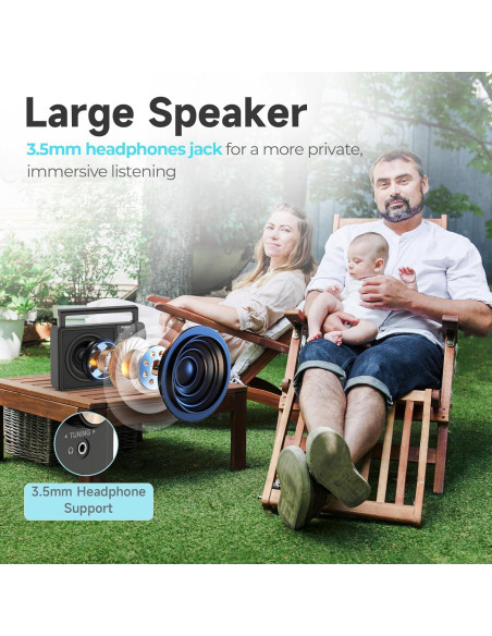 Radio Portátil AM FM PRUNUS J-03 con Baterías AA y Conexión AC