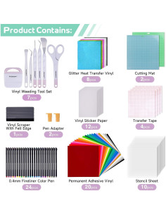 Kit de Accesorios para Cricut GO2CRAFT 90 Piezas Vinilo y Herramientas 2