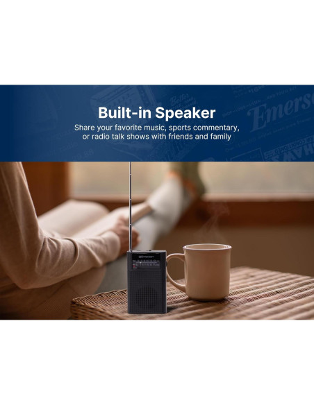 Radio Portátil AM/FM Emerson ER-7000 con Altavoz Integrado