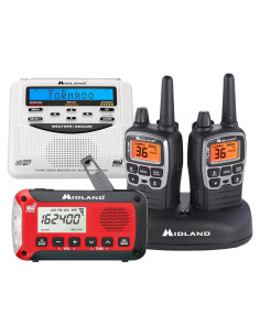 Kit de Emergencia Midland: Radio Meteorológica NOAA y Radios de Dos Vías