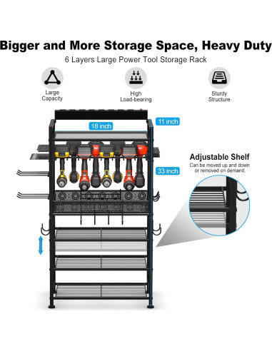 Organizador de Herramientas JUNNUJ con Estación de Carga 8 Tomas