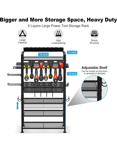Organizador de Herramientas JUNNUJ con Estación de Carga 8 Tomas