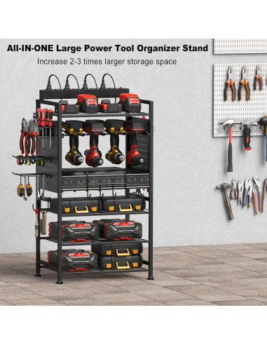 Organizador de Herramientas JUNNUJ con Estación de Carga 8 Tomas