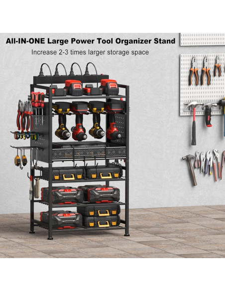 Organizador de Herramientas JUNNUJ con Estación de Carga 8 Tomas