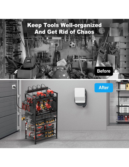 Organizador de Herramientas JUNNUJ con Estación de Carga 8 Tomas