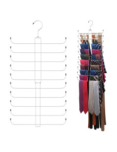 Perchero de Corbatas y Cinturones ZEDODIER 40 Capacidad Metal Plata