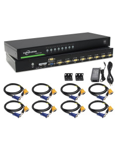 Conmutador KVM VGA USB 8 Puertos TOPSAVOS 2048x1536 1U Rack