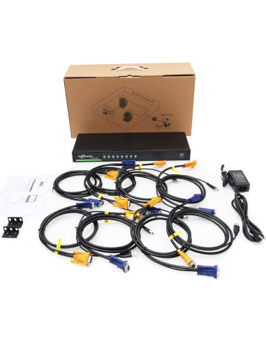 Conmutador KVM VGA USB 8 Puertos TOPSAVOS 2048x1536 1U Rack
