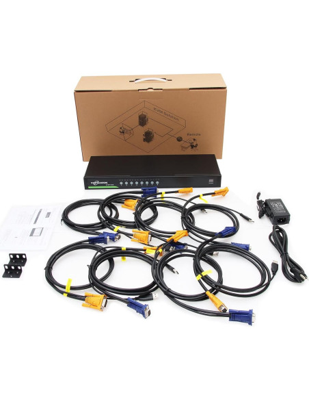 Conmutador KVM VGA USB 8 Puertos TOPSAVOS 2048x1536 1U Rack