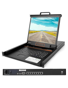 Consola KVM Rack 1U Kinan LCD 19" 8 Puertos Cat5 VGA