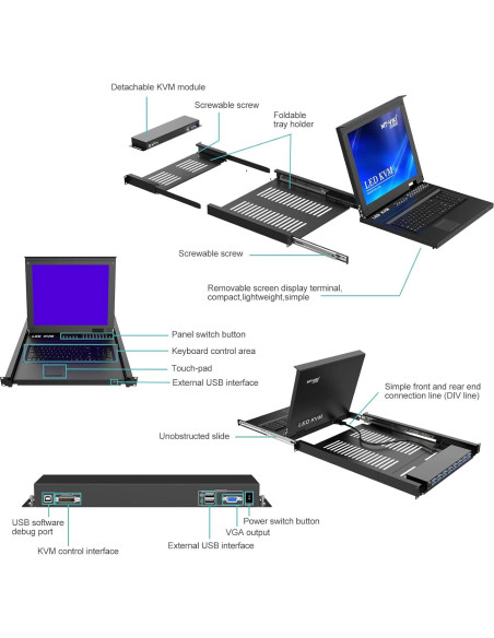 Interruptor KVM Rack 16 Puertos MT-VIKI con Monitor LCD 17"