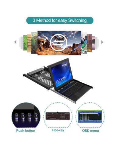 Interruptor KVM Rack 16 Puertos MT-VIKI con Monitor LCD 17"