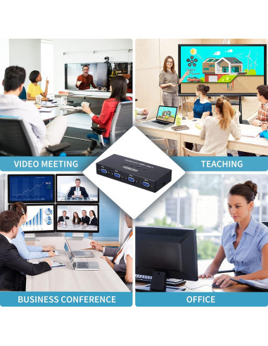 Conmutador KVM VGA USB 4 Puertos DGODRT con Cables Incluidos