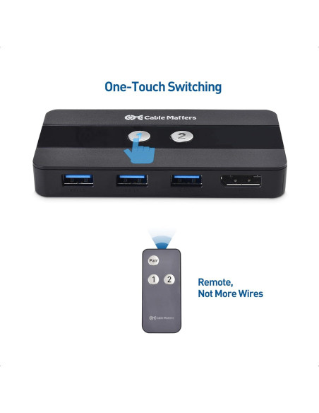 Interruptor KVM USB 3.0 DisplayPort 1.4 Cable Matters 8K 60Hz