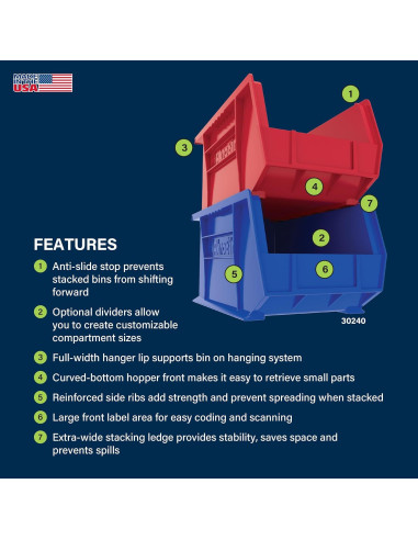 Bins de Almacenamiento Apilables Akro-Mils 30240, 12 Piezas, 27.2 kg