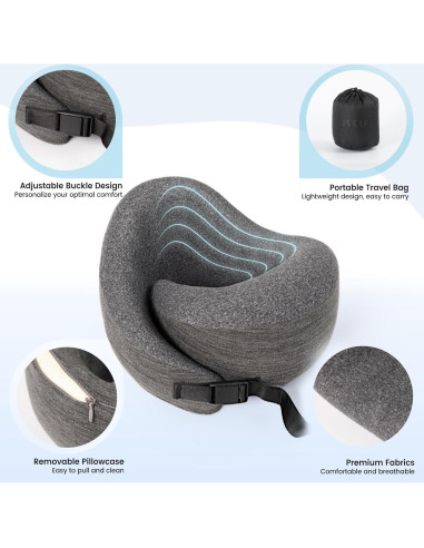 Almohada de Viaje JSELF de Espuma Viscoelástica Ergonomica