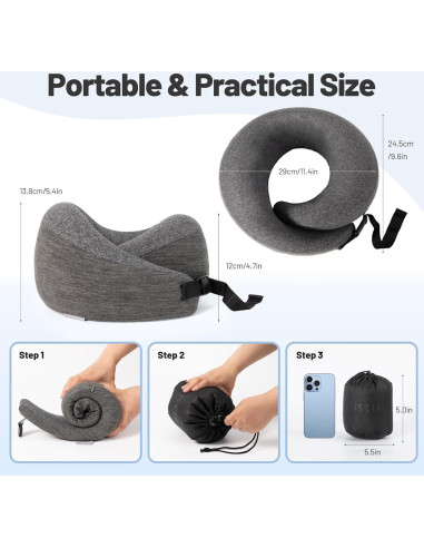 Almohada de Viaje JSELF de Espuma Viscoelástica Ergonomica
