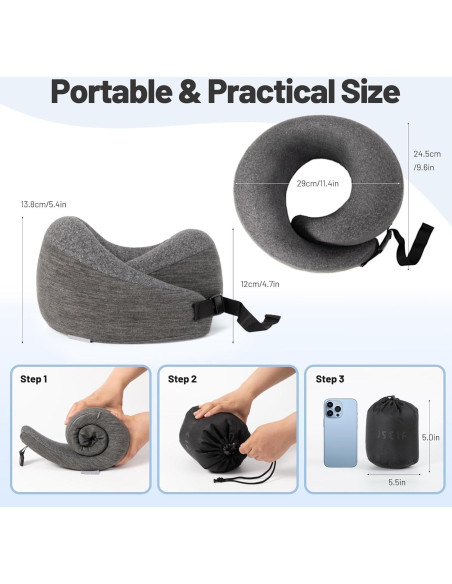 Almohada de Viaje JSELF de Espuma Viscoelástica Ergonomica