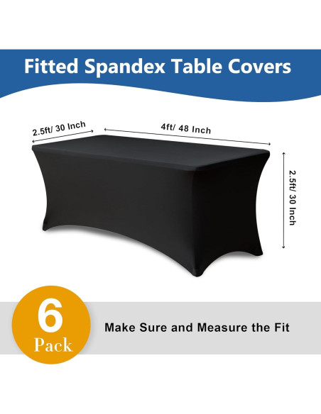 Manteles Ajustados de Spandex Negro Enjoyidea - 4 Pies, 6 Pzas