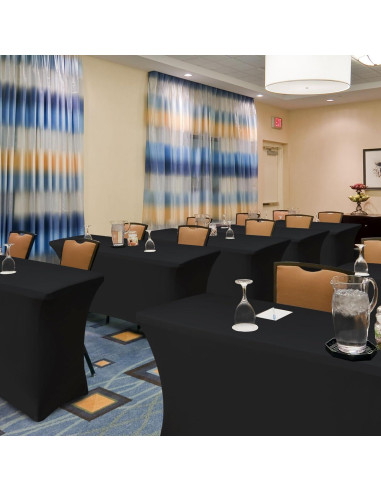 Manteles Ajustados de Spandex Negro Enjoyidea - 4 Pies, 6 Pzas