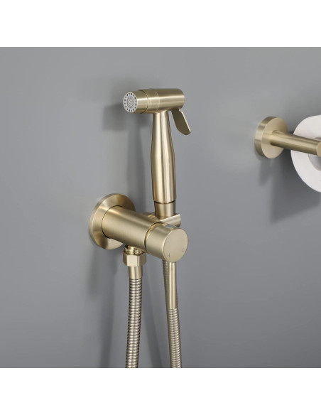 Rociador de Bidet de Mano WiPPhs Oro Cepillado con Válvula Mezcladora