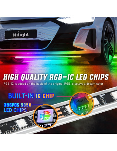 Tiras de Luz LED Nilight 4Pcs Aluminio RGB Impermeable