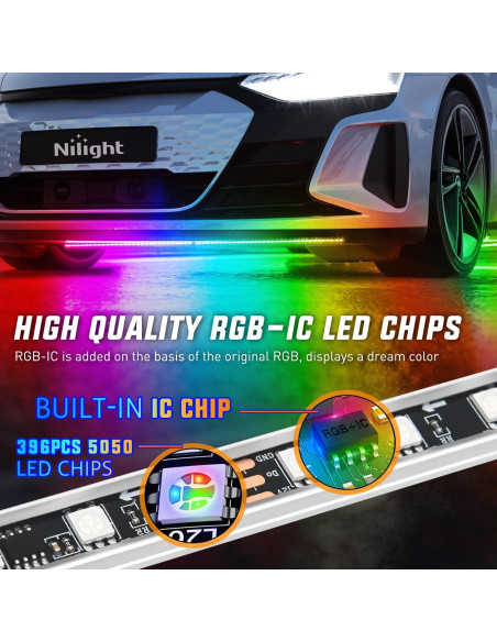 Tiras de Luz LED Nilight 4Pcs Aluminio RGB Impermeable