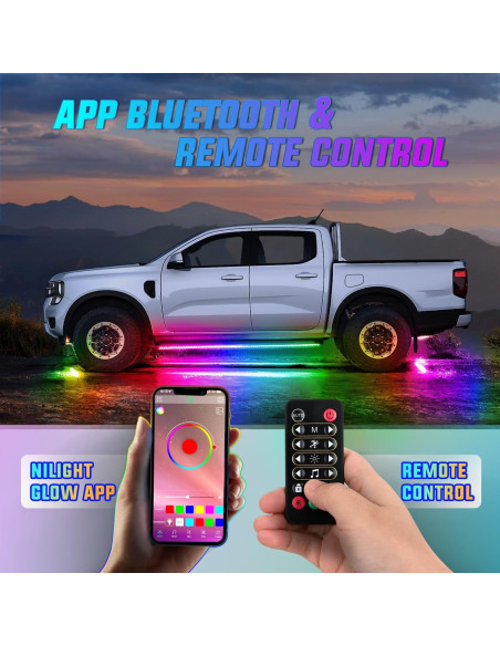 Tiras de Luz LED Nilight 4Pcs Aluminio RGB Impermeable