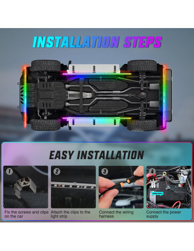 Tiras de Luz LED Nilight 4Pcs Aluminio RGB Impermeable