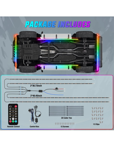 Tiras de Luz LED Nilight 4Pcs Aluminio RGB Impermeable